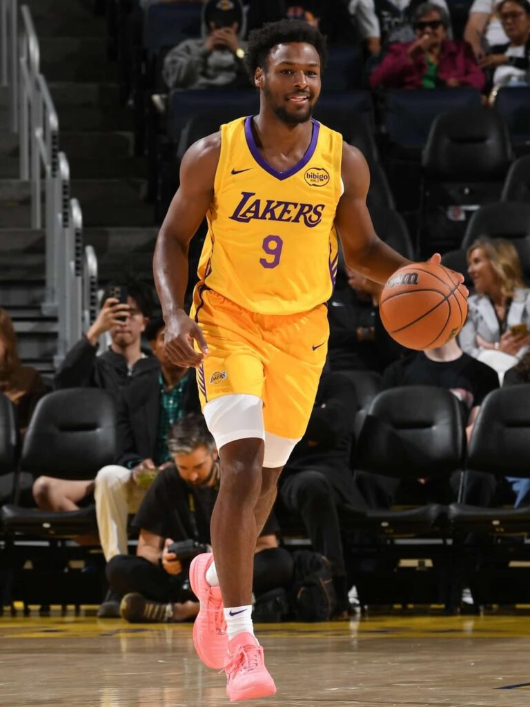 Bronny James in the Nike LeBron 20 "Pink Diamond" DJ5423-600 during Summer League