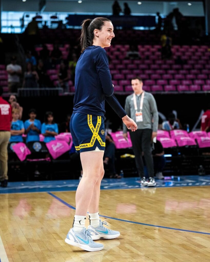 Caitlin Clark in her Nike Kobe 6 Protro "Light Armory Blue" PE IO3672-400