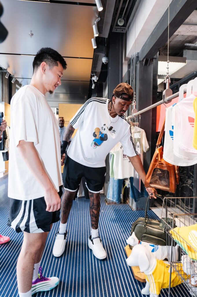 Jalen Williams at adidas store Shanghai in adidas Crazy 2 sneakers