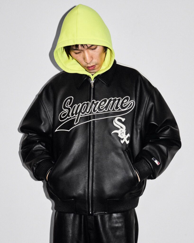 Supreme x Chicago White Sox FW25 Leather Varsity Jacket