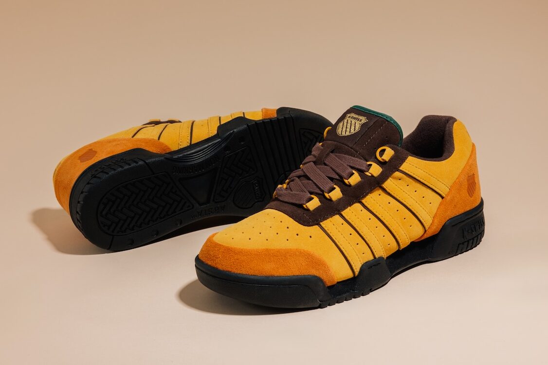 Anwar Carrots x K-Swiss KSRC GSTADD
Color: Nugget Gold/Pumpkin Spice/Black
Style Code: 74610-230-M