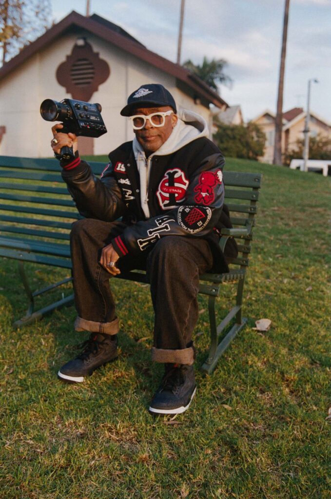 Spike Lee in Levi's x Jordan Pinnacle Varsity Jacket