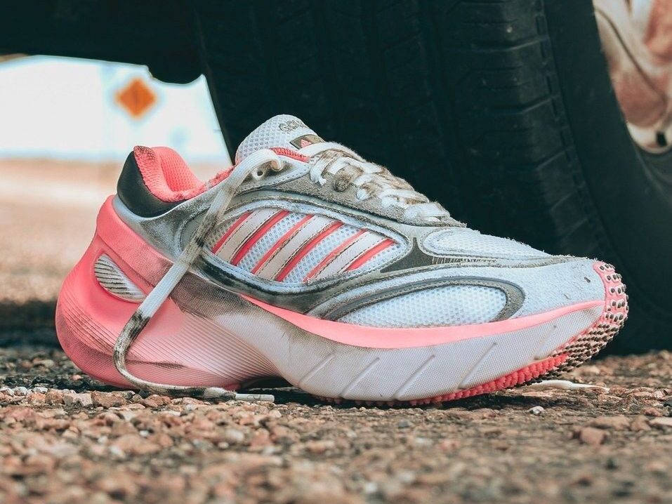 Sneaker Politics x adidas Adizero Goukana "Roadkill" Orbit Grey/Acid Red KJ5480

