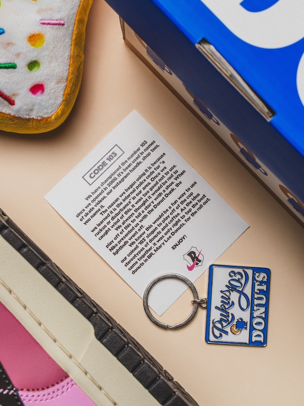Detailed look at the Nike Donut Dunk highlighting its donut-themed color palette and unique design elements.