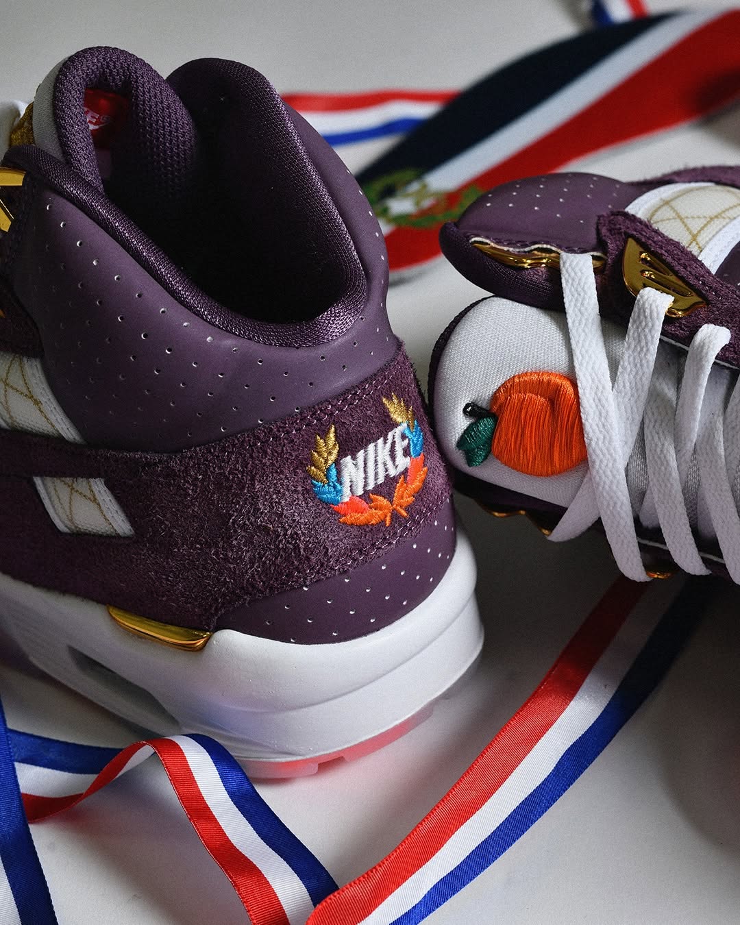 Nike Air Trainer SC Atlanta Olympics heel with purple leather and gold Nike branding